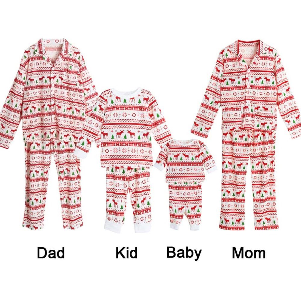 Mix & Matching Button-down Winter Christmas Family Pajamas PJs Reindeer Pockets